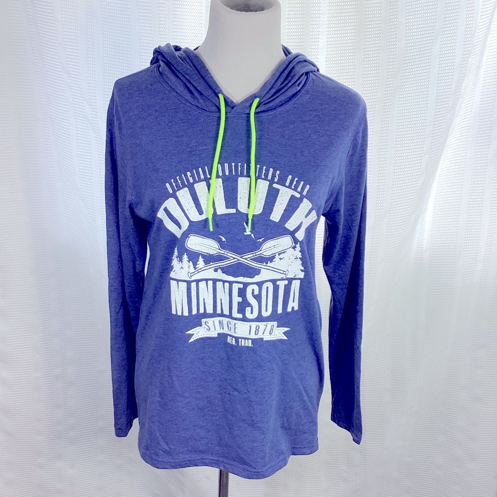 Women’s Duluth Official Outfitters Gear Long Sleeve Blue‎ Hooded Top Size Medium